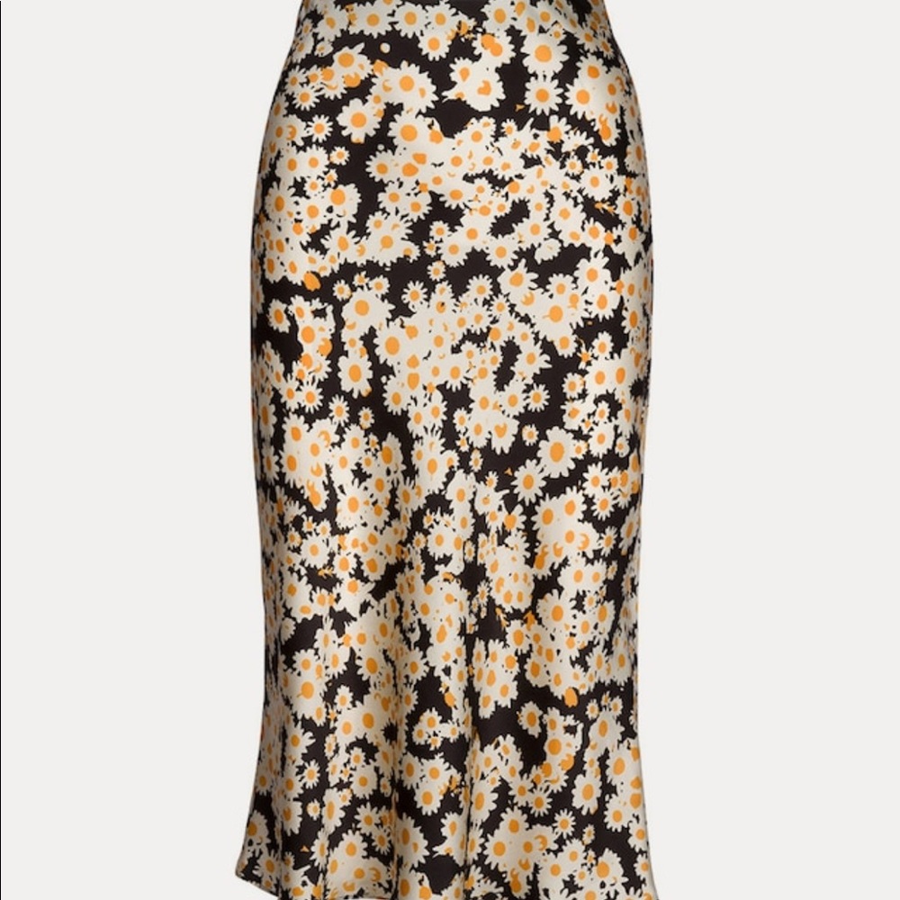 Réalisation Par Black Floral A-Line Skirt with Cream and Yellow Daisies